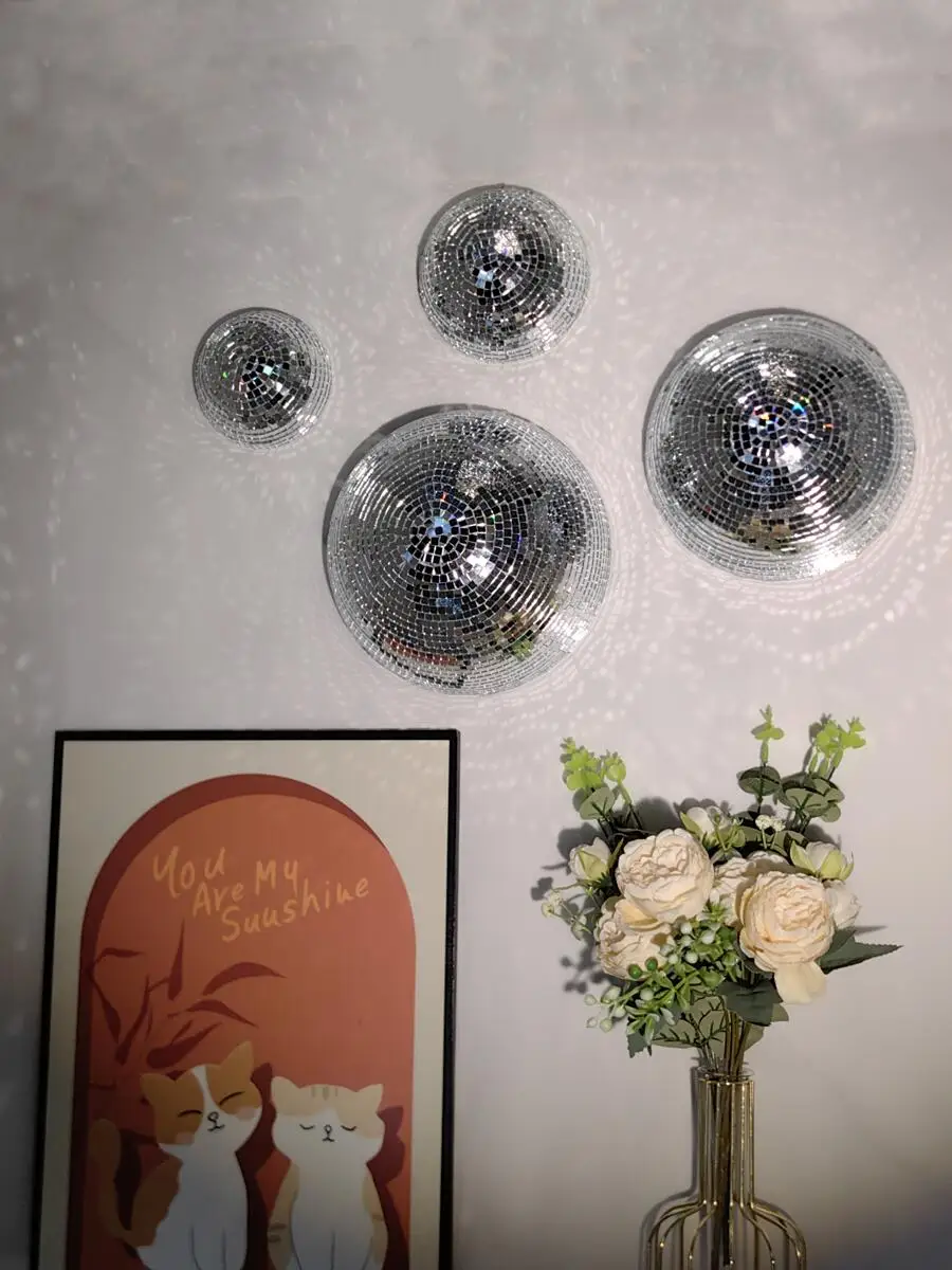Disco Ball Mirror - Neue Wand-Disco-Kugel, verspiegelte Designs, metallische Heimdekoration,