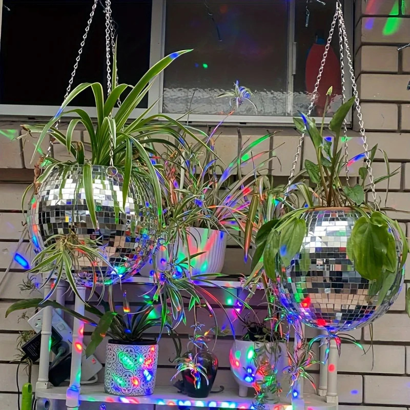 Disco Ball Mirror - Einzigartiger, handgefertigter, böhmisch inspirierter hängender Disco-Spiegelkugel-Pflanzgefäß