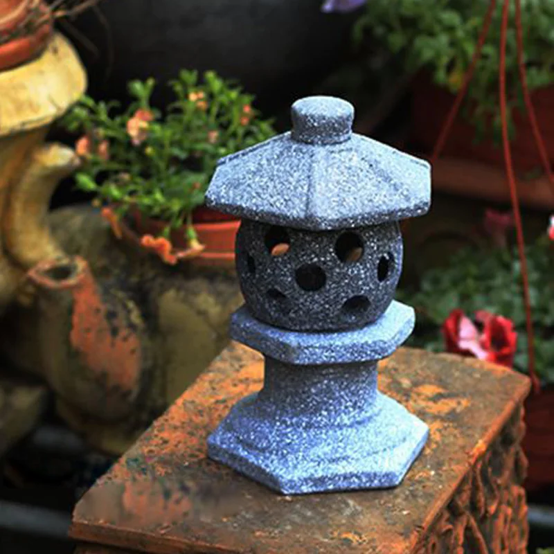 Japanese Lighting Decor - Keramik-Imitat-Steinlampe im japanischen Stil, Marmorimitat, roter
