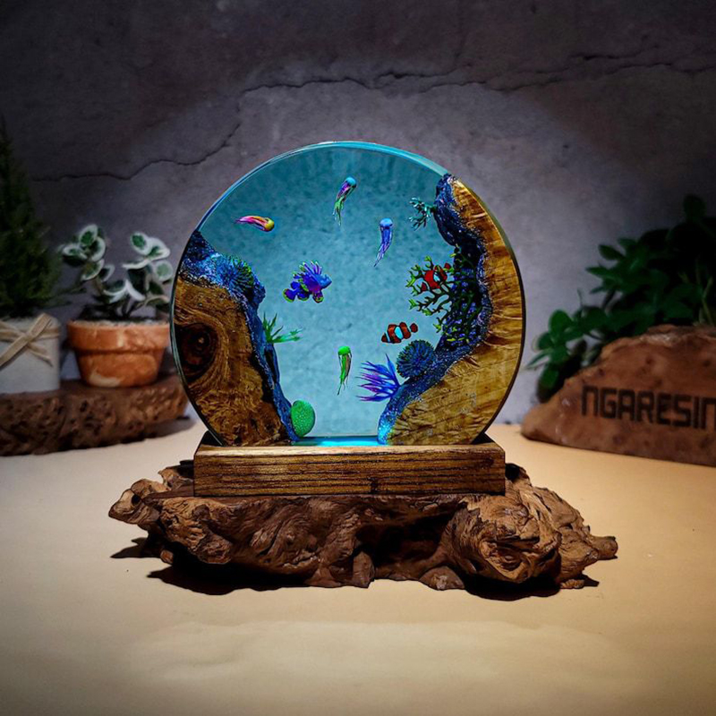 Lighting Decoration For Wedding - Ozean-Aquarium Organismen Harz-Tischlampe Kreative Kunstdekoration Tropische