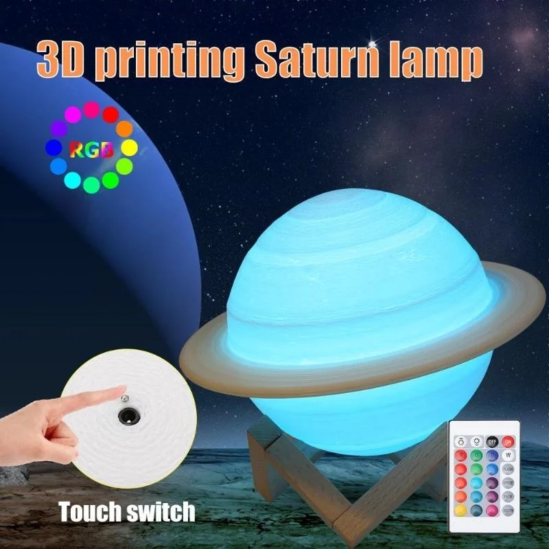 Colour Changing Bulb - LED-Nachtlicht, 3D-Druck, Saturn-Lampe, 16 Farben, 3D-Licht