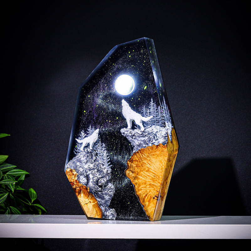 Lighting Decoration For Wedding - Natur-Tierfiguren Organismus Harz-Tischlampe Kreative Kunstdekoration Verschneite