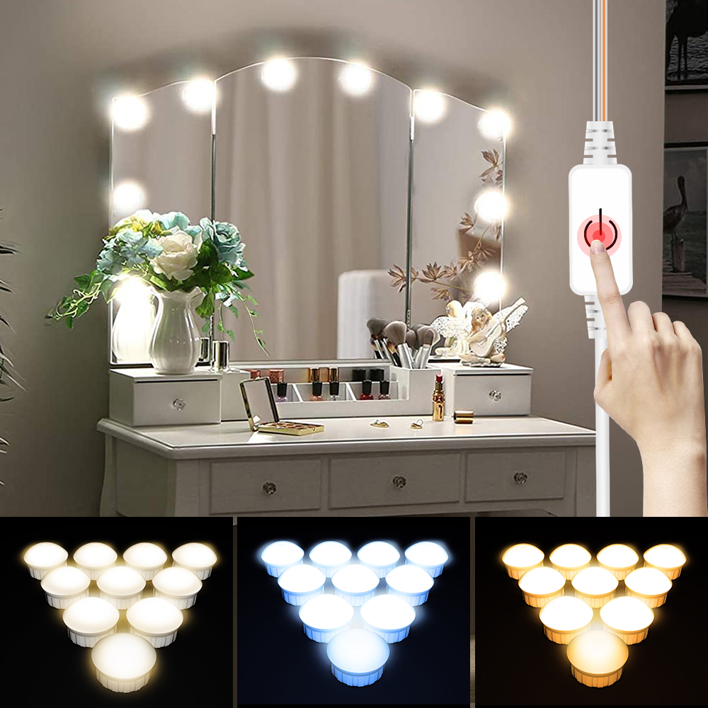 Colour Changing Bulb - LED-Spiegelleuchte USB Schminktischlampe Badezimmer 5V Hollywood