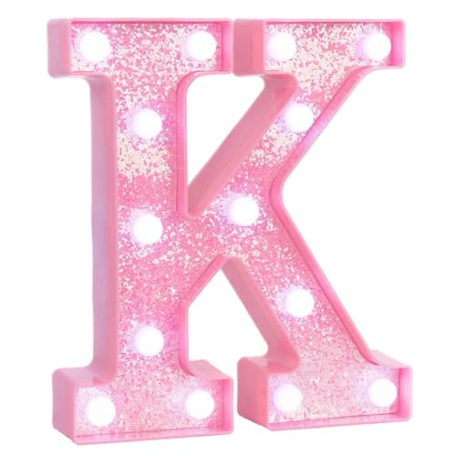 Light Up Letters Marquee - Rosa Leuchtbuchstaben, Glitzer-Alphabet-LED-Buchstabenlichter für rosa Geburtstagsparty-Dekorationen,