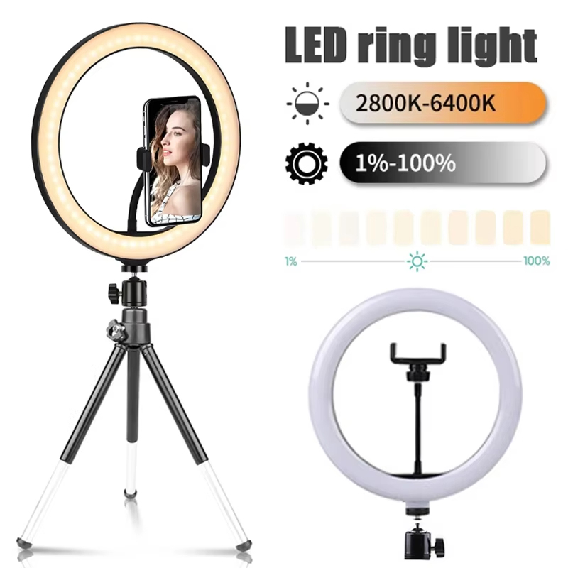 Lighting Gallery - 10 Zoll Selfie-Ringlicht Fotografie-Beleuchtung LED-Ringlampe mit