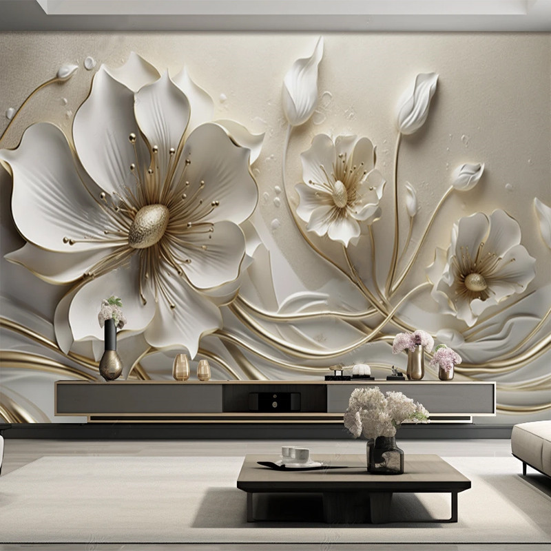 Decor Lighting The Parade - Moderne Wandtapete Mural Wallpaper Luxuriöse 3D-Stereo-Schmuckblumen-Wandtapete
