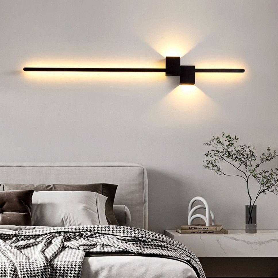 Foyer Lighting Wall Decor - Moderne Schwarze Lange Streifen-Wandleuchte für Schlafzimmer,