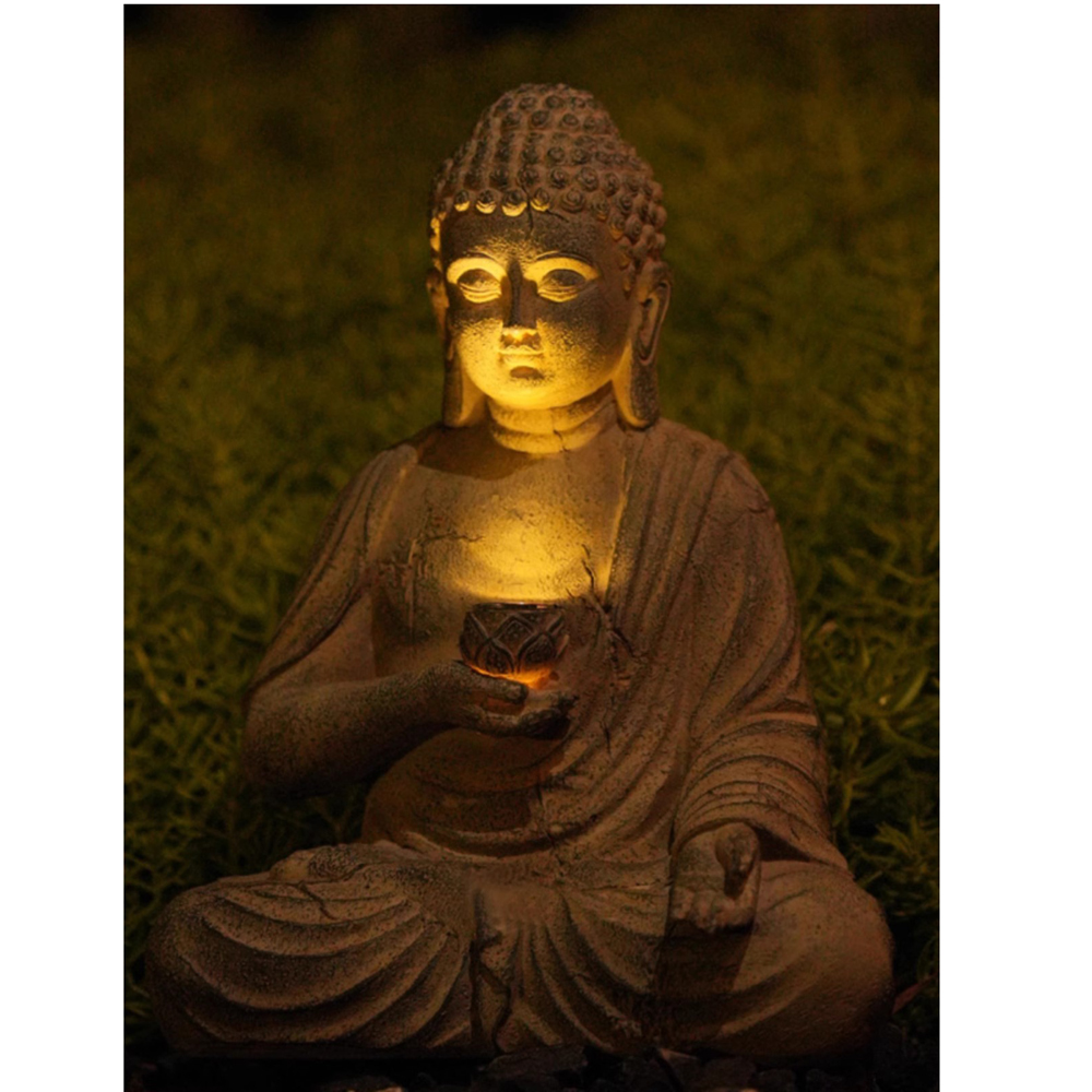 Harz Solar Buddha Statue Skulp – Japanese Lighting Decor Bewertung und Preis