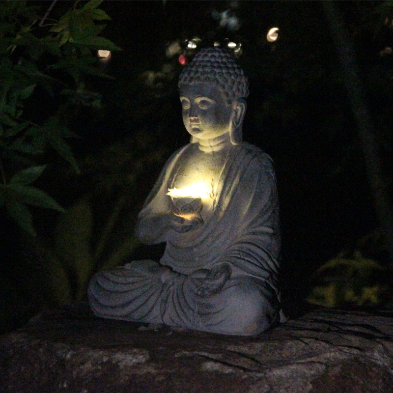 Harz Solar Buddha Statue Skulp – Japanese Lighting Decor Bewertung und Preis