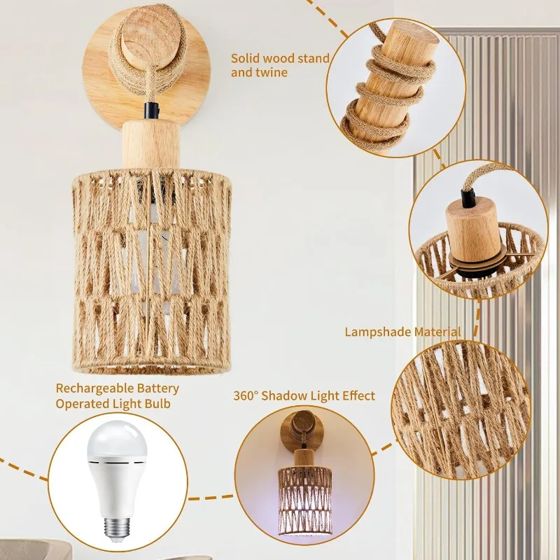 Hanfseil-Design, Bettkopf-Wand – Lighting Decoration On Wall Bewertung und Preis