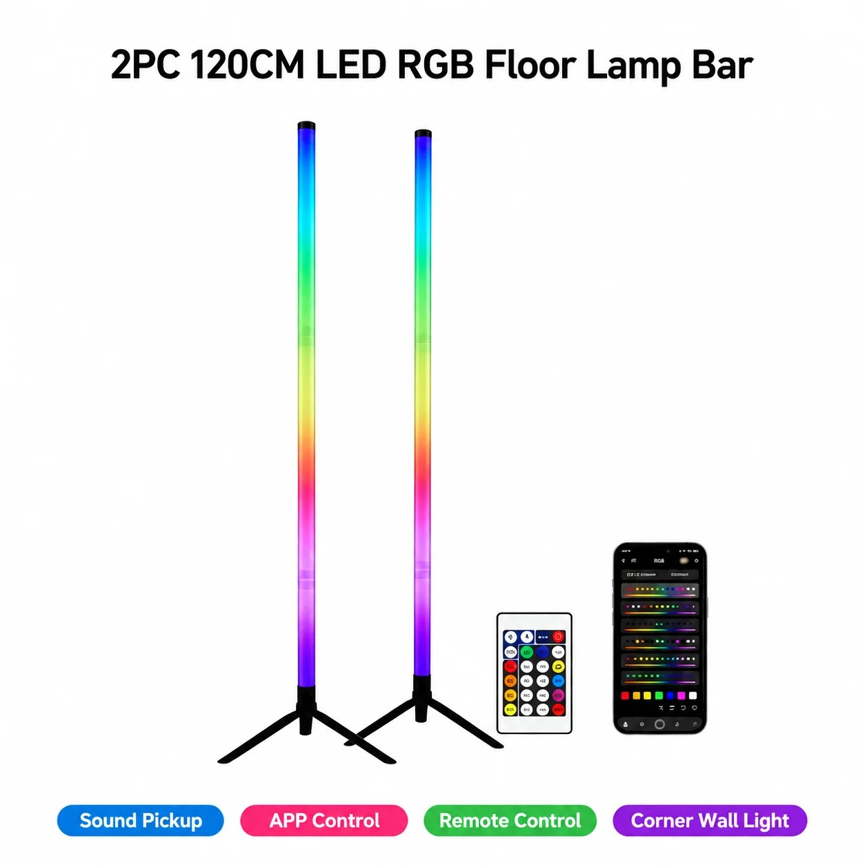 2 Stück 120CM RGB Stehlampe, S – Lighting Decor For Home Bewertung und Preis