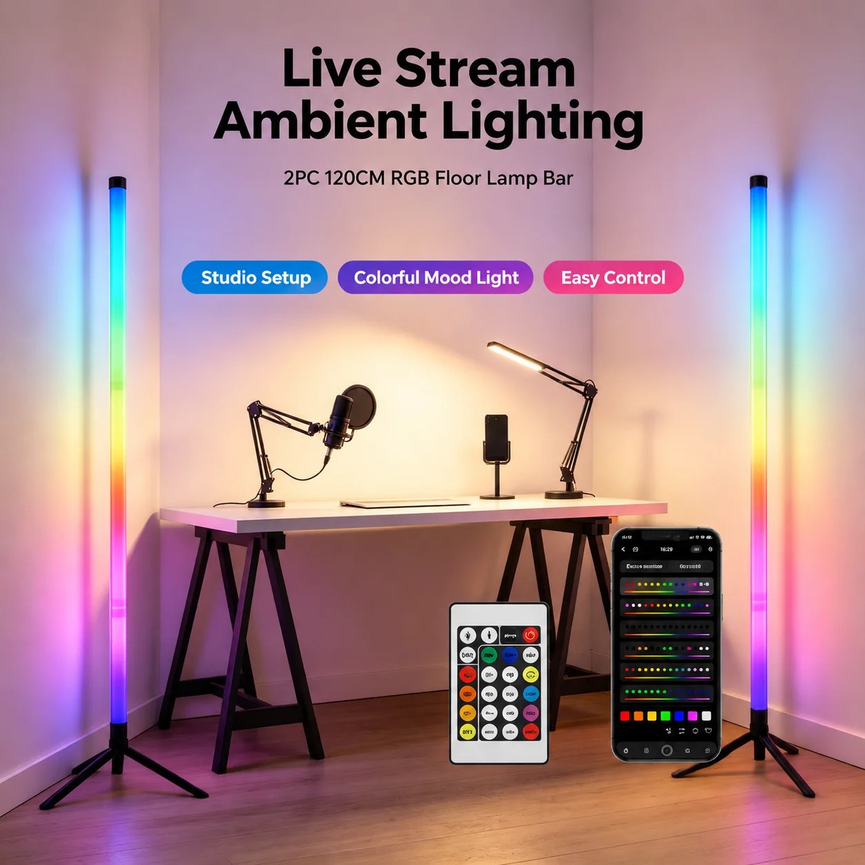 2 Stück 120CM RGB Stehlampe, S – Lighting Decor For Home Bewertung und Preis
