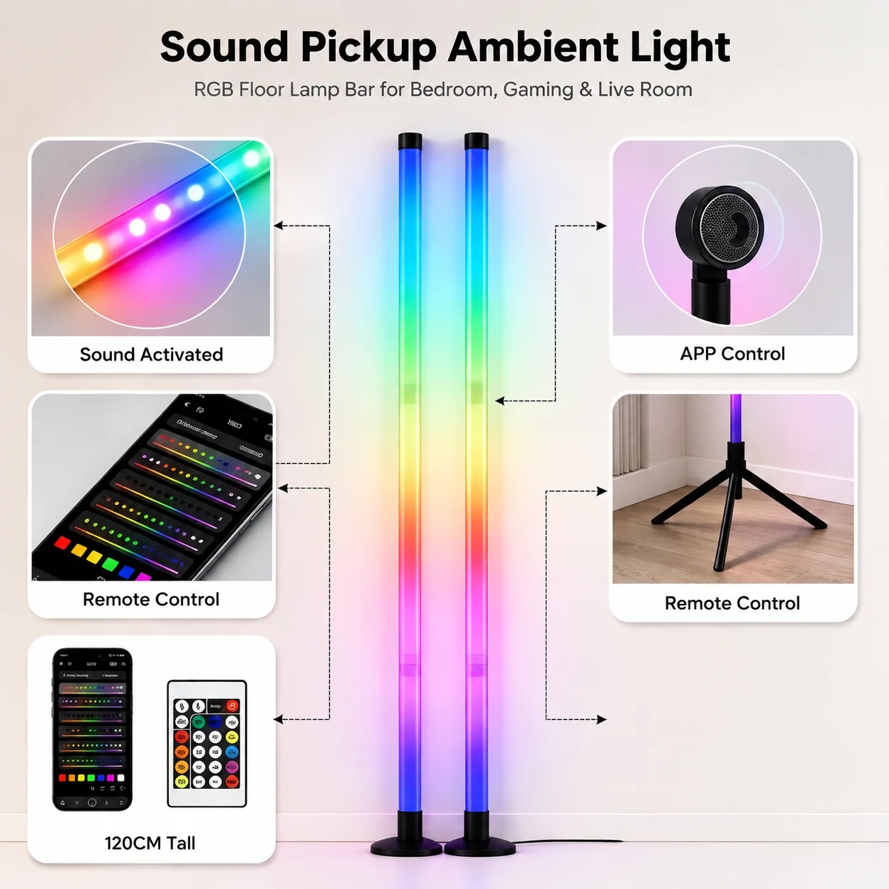 2 Stück 120CM RGB Stehlampe, S – Lighting Decor For Home Bewertung und Preis